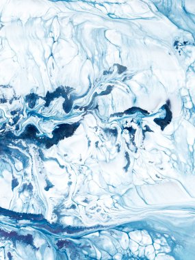 Mavi dalga, yaratıcı el boyası arka plan, fırça dokusu, soyut okyanus, tuvalde akrilik boya. Modern sanat. Çağdaş sanat.