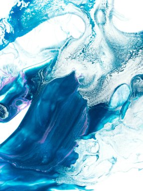 Soyut mavi fantastik el boyası arka plan, mermer doku, akrilik resim. Modern sanat. Çağdaş sanat.