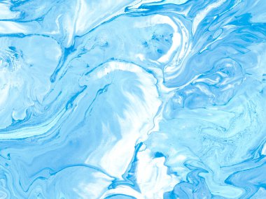 Abstract blue wave creative hand painted background, brush and marble texture, acrylic painting. Modern art. Contemporary art.