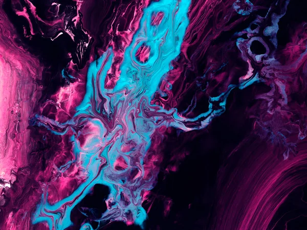 Neon Rosa Und Blau Abstrakten Kreativen Handbemalten Hintergrund Pinsel Und — Stockfoto