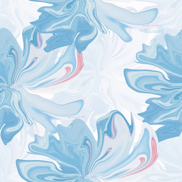 Mavi Pembe Çizgili Kusursuz Desenli Dekoratif Çiçekler Yaratıcı Boyası Arka — Stok fotoğraf
