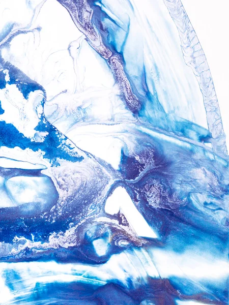 抽象青と紫の幻想的な創造的な手の背景 大理石の質感 抽象的な海 アクリル絵具を描いた 現代美術 現代美術 — ストック写真