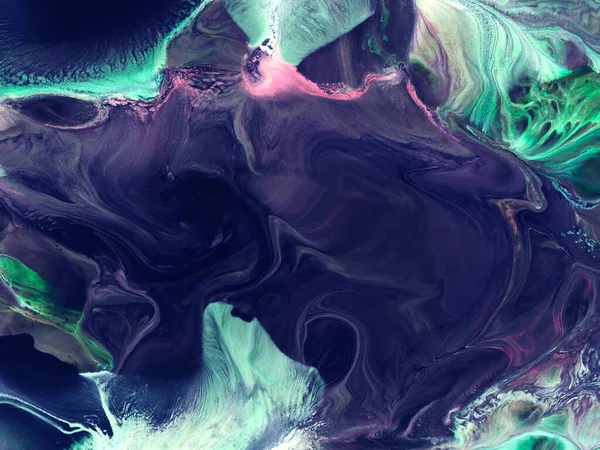 Абстрактный Неоновый Фиолетовый Зеленый Фантастический Творческий Фон Мраморная Фактура Океан — стоковое фото