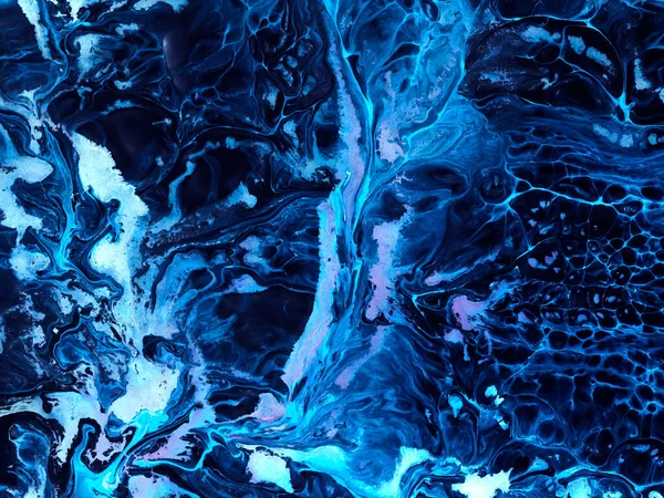 Neon Abstrakt Blå Fantastisk Kreativ Handmålad Bakgrund Marmor Konsistens Abstrakt — Stockfoto
