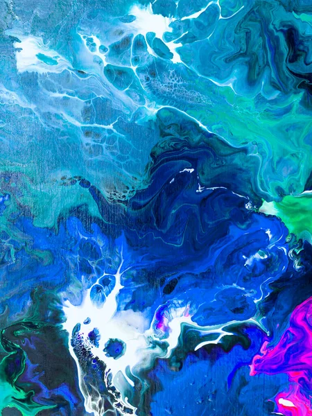 Синяя Абстрактная Живопись Креативный Фон Мраморная Текстура Абстрактный Океан Акриловая — стоковое фото