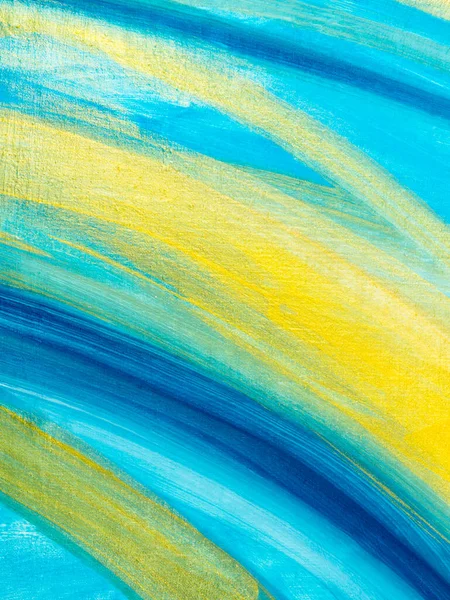 Блакитні Золоті Смуги Творчий Абстрактний Пофарбований Рукою Фон Текстура Пензля — стокове фото