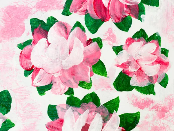 Flores Rosas Rojas Abstractas Dibujadas Mano Originales Estilo Impresionista Textura — Foto de Stock