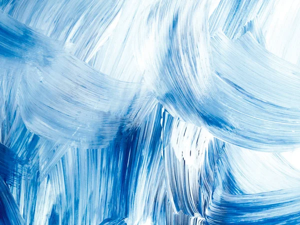 青の抽象絵画 芸術創造的な手は キャンバス上の背景 ブラシの質感 抽象的な海 アクリル絵具を描いた 現代美術 現代美術 — ストック写真