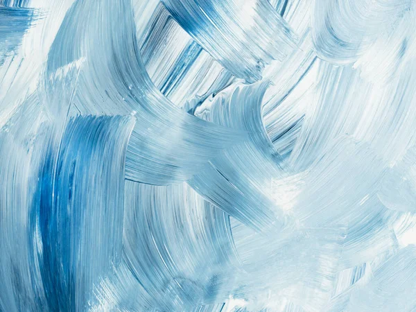 青の抽象的なブラシの質感 創造的な手描きの背景 抽象的な海 キャンバス上のアクリル絵具 現代美術 現代美術 — ストック写真