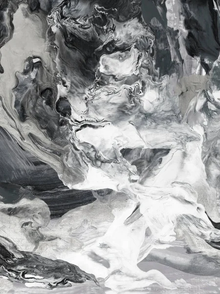 Černobílá Abstraktní Textura Štětce Kreativní Ručně Malované Pozadí Abstraktní Oceán — Stock fotografie