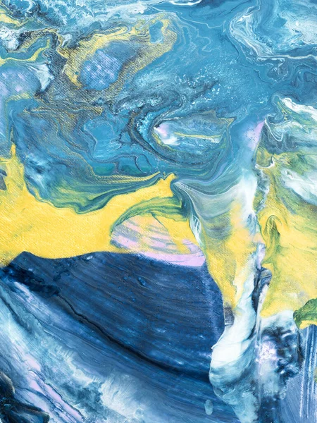 Modrá Zlatou Abstraktní Krajinou Uměleckým Kreativním Ručně Malovaným Pozadím Mramorovou — Stock fotografie