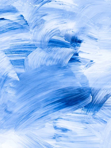 青の抽象的なブラシの質感 創造的な手描きの背景 抽象的な海 キャンバス上のアクリル絵具 現代美術 現代美術 — ストック写真