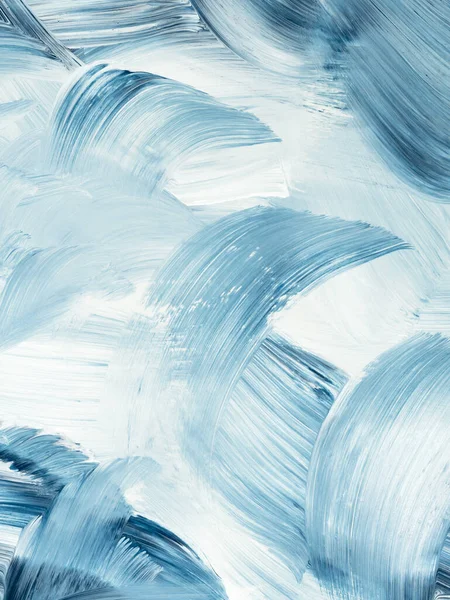 青い抽象的な縞 ブラシの質 創造的な手は背景 抽象的な海 アクリル絵画を塗りました 現代アート — ストック写真