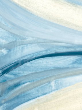 Mavi ve altın çizgiler, yaratıcı el boyası arka plan, fırça dokusu, tuvaldeki akrilik boya. Modern sanat. Çağdaş sanat.