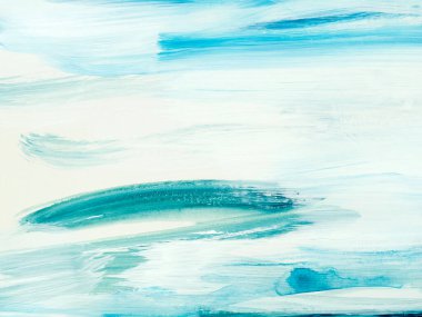 Abstract sea landscape. Original painting. Hand drawn, impressionism style, blue color texture with copy space, brushstrokes of paint, art background.  Modern art. Contemporary art.