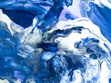 Soyut mavi fantastik resim, sanat eseri el yapımı arka plan, fırça ve mermer doku, soyut okyanus, tuval üzerinde akrilik. Çağdaş sanat.