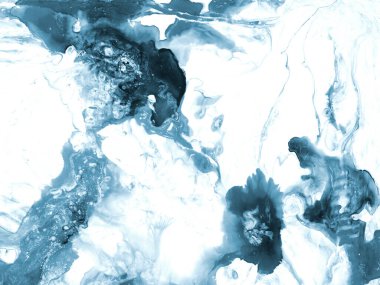 Soyut fantastik okyanus manzarası. Orijinal resim. El çizimi, izlenimcilik tarzı, mavi renk dokusu, fırça darbeleri, sanat arka planı. Modern sanat. Çağdaş sanat.