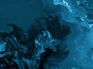 Soyut mavi fantastik el boyası arka plan, mermer doku, akrilik resim. Modern sanat. Çağdaş sanat.