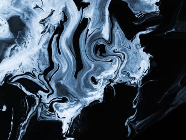 Soyut mavi fantastik el boyası arka plan, mermer doku, akrilik resim. Modern sanat. Çağdaş sanat.