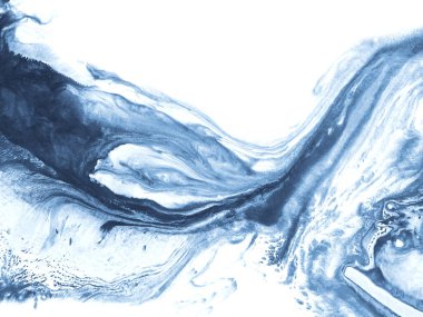 Soyut dalga. Orijinal resim. El çizimi, izlenimcilik tarzı, mavi renkli mermer dokusu, fırça darbeleri, sanat arka planı. Modern sanat. Çağdaş sanat.