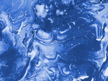 Soyut mavi fantastik el boyası arka plan, mermer ve fırça dokusu, soyut okyanus, akrilik resim. Modern sanat. Çağdaş sanat.