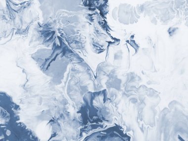 Mavi soyut mermer doku, yaratıcı el boyası arka plan, soyut okyanus, tuvalde akrilik boya. Modern sanat. Çağdaş sanat.