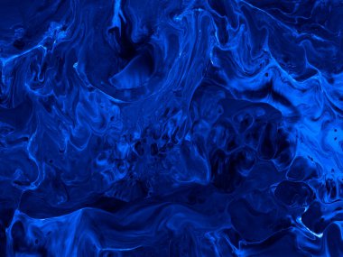 Koyu mavi, soyut el boyası arka plan, mermer dokular, soyut okyanus, tuval üzerinde akrilik boya. Modern sanat. Çağdaş sanat.