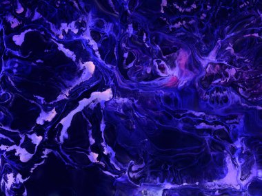 Neon mavisi ve pembe soyut yaratıcı el boyası arka plan, mermer dokular, soyut okyanus, tuval üzerinde akrilik resim. Modern sanat. Çağdaş sanat.