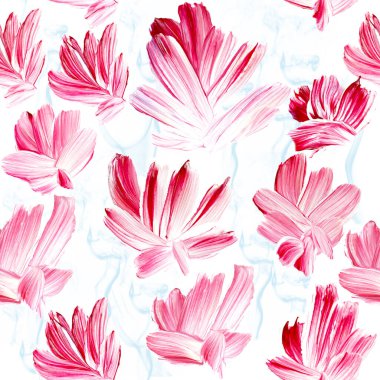 Kusursuz pembe çiçek deseni, orijinal el çizimi, izlenimcilik tarzı, renk dokusu, fırça darbeleri, sanat arkaplanı. Modern sanat. Çağdaş sanat.