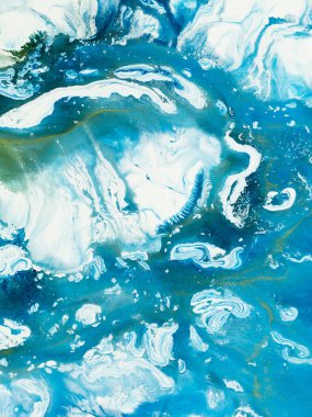 Soyut mavi dalga. Orijinal yaratıcı resim. El çizimi, izlenimcilik tarzı, renk dokusu, fırça darbeleri, sanat arka planı. Modern sanat.