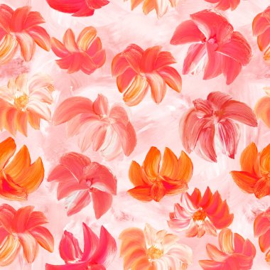 Kusursuz desenli soyut çiçekler, sanat resimleri, yaratıcı el boyası arka plan, fırça dokusu, akrilik boya. Modern sanat. Çağdaş sanat.