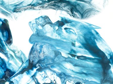Abstract blue fantastic creative painting. Hand-drawn, impressionism style, marble texture, brush strokes of paint, art background.
