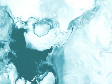 Soyut sanat, mavi el boyası arka plan, mermer dokular, tuval üzerindeki akrilik resim, sıvı sanat, soyut okyanus. Modern sanat.