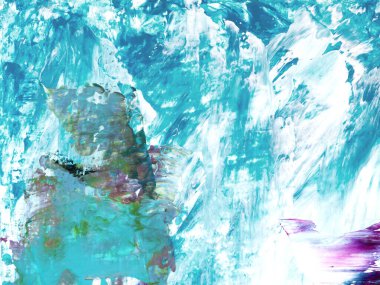 Soyut sanat, mavi el boyası arka plan, fırça dokusu, tuval üzerindeki akrilik resim, sıvı sanat, soyut okyanus. Modern sanat.