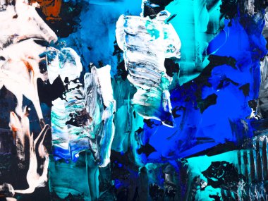 Soyut mavi fantastik resim, sanat eseri yaratıcı el boyası arka plan, mermer doku, soyut okyanus, tuvaldeki akrilik resim. Çağdaş sanat.