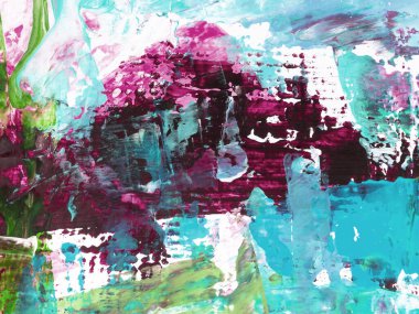 Soyut fantastik resim, yaratıcı el boyası arka plan, okyanus, deniz, fırça ve mermer doku, akrilik. Modern sanat. Çağdaş sanat.