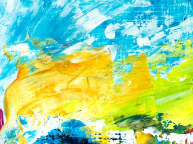 Soyut renkli akrilik resim. El yapımı fırça darbesi. Sanatsal doku, arka plan için çağdaş sanat. Modern sanat.