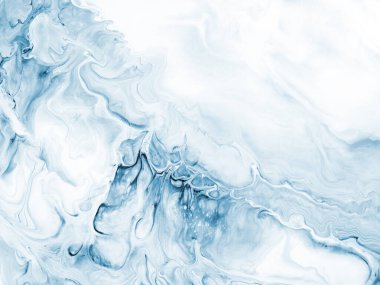 Mavi dalga soyut yaratıcı resim. El çizimi, renk dokusu, fırça darbeleri, fotokopi alanı olan sanat arkaplanı. Modern sanat.