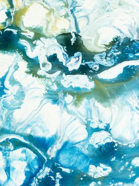 Soyut mavi dalga. Orijinal yaratıcı resim. El çizimi, izlenimcilik tarzı, renk dokusu, fırça darbeleri, sanat arka planı. Modern sanat.