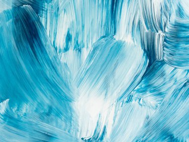 Soyut mavi fırça dokusu, yaratıcı el boyası arka plan, soyut okyanus, tuvaldeki akrilik resim. Modern sanat.