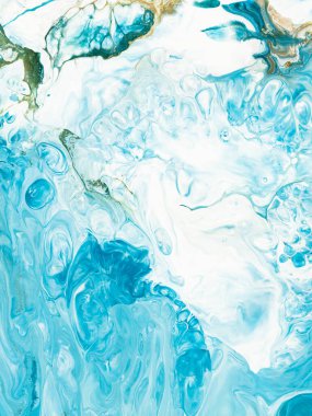 Soyut mavi dalga, yaratıcı el boyası arka plan, soyut okyanus, tuvaldeki akrilik resim. Modern sanat. Çağdaş sanat.