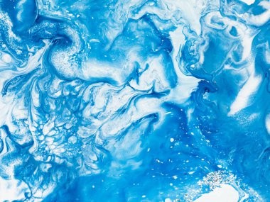 Mavi dalga, soyut fantastik yaratıcı el boyası arka plan, mermer doku, akrilik resim. Modern sanat.