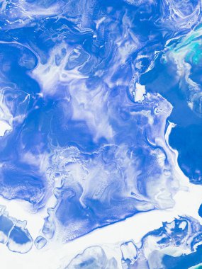 Soyut mavi dalga, yaratıcı el boyası arka plan, soyut okyanus, tuvaldeki akrilik resim. Modern sanat.  