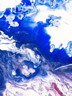Mavi soyut dalga yaratıcı el boyası arka plan, mermer ve fırça dokusu, soyut okyanus, neon, akrilik resim. Modern sanat.