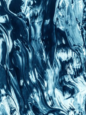 Mavi soyut fantastik yaratıcı el resmi koyu arkaplan, mermer ve fırça dokusu, soyut okyanus, akrilik resim. Modern sanat.