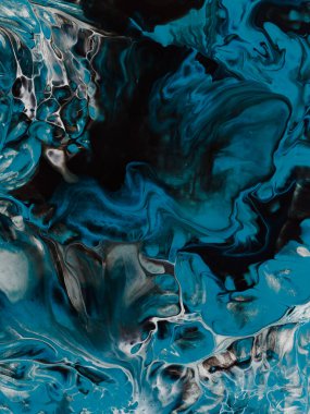 Soyut fantastik mavi el boyası arka plan, mermer ve fırça dokusu, soyut okyanus, akrilik resim. Modern sanat.