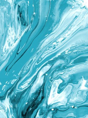 Soyut yaratıcı mavi el boyası arka plan, akışkan sanat, mermer doku, soyut okyanus, tuvalde akrilik boya. Modern sanat.  
