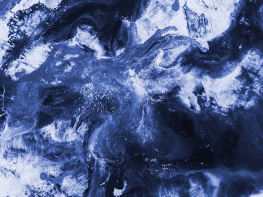 Mavi soyut fantastik yaratıcı resim. El yapımı, izlenimcilik tarzı, mermer dokusu, fırça darbeleri. Modern sanat.