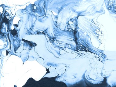 Mavi soyut fantastik yaratıcı el boyası arka plan, mermer ve fırça dokusu, soyut okyanus, akrilik resim. Modern sanat.