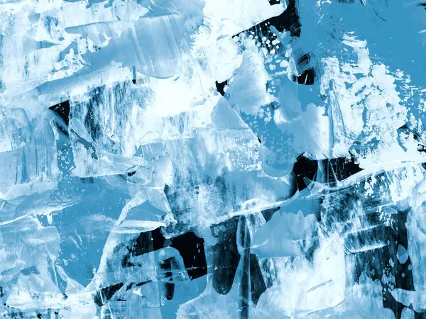 Mavi soyut fantastik yaratıcı el boyası arka plan, fırça dokusu, soyut okyanus, akrilik resim. Modern sanat.